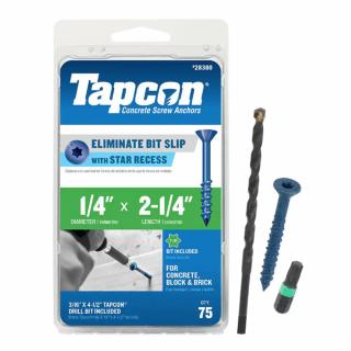 Tapcon 1/4 Inch x 2-1/4 Inch Star Flat-Head Concrete Anchors (75-Pack)